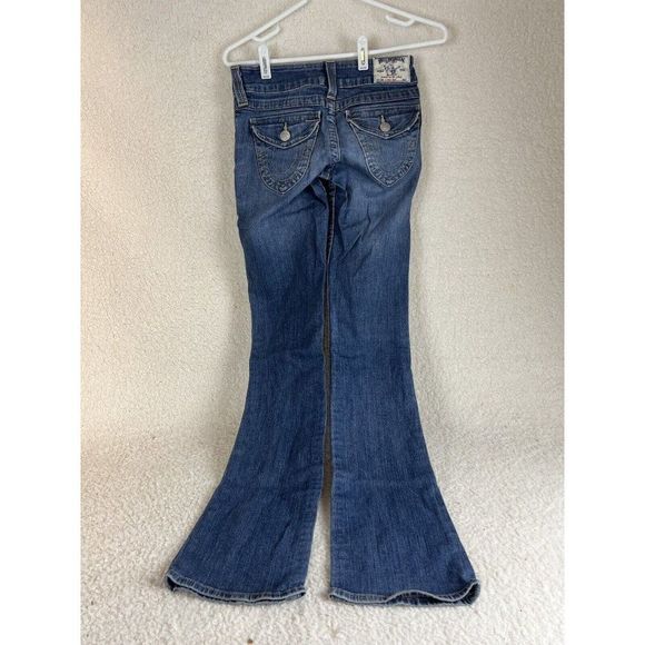 True Religion Hi-Rise Boot Cut Dark Wash Womens Jeans Size 26 Flap Pockets - Picture 4 of 13